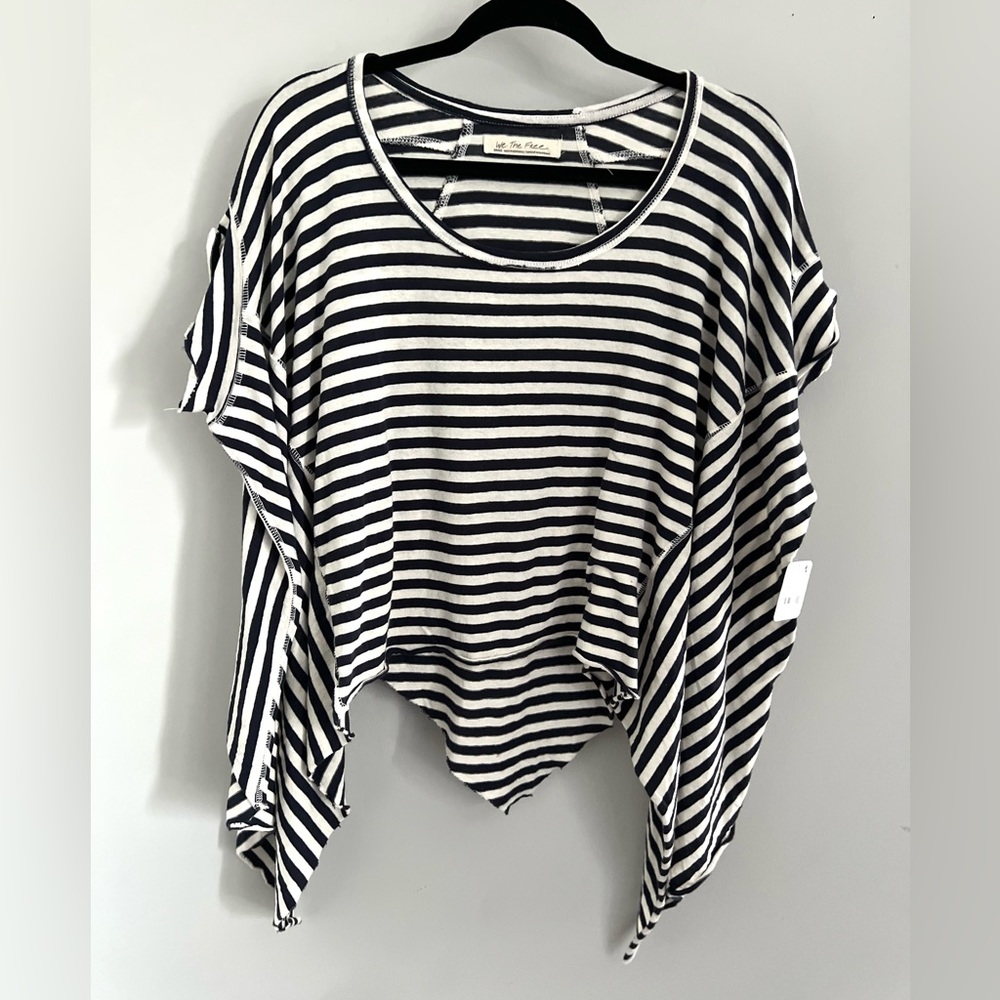 š»šFREE PEOPLE WE THE FREE Striped Angel Tee-Navy Combo-Size Medium - Picture 12 of 14
